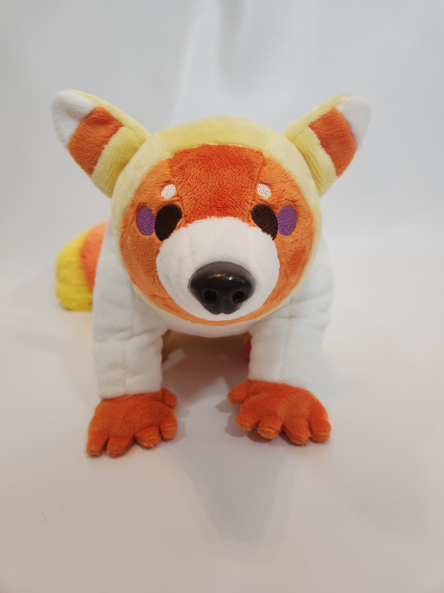 Raccoon plush (candy corn, minky)