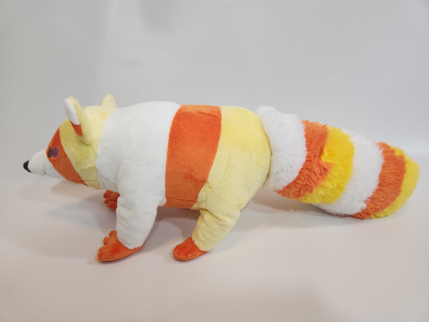 Raccoon plush (candy corn, minky)