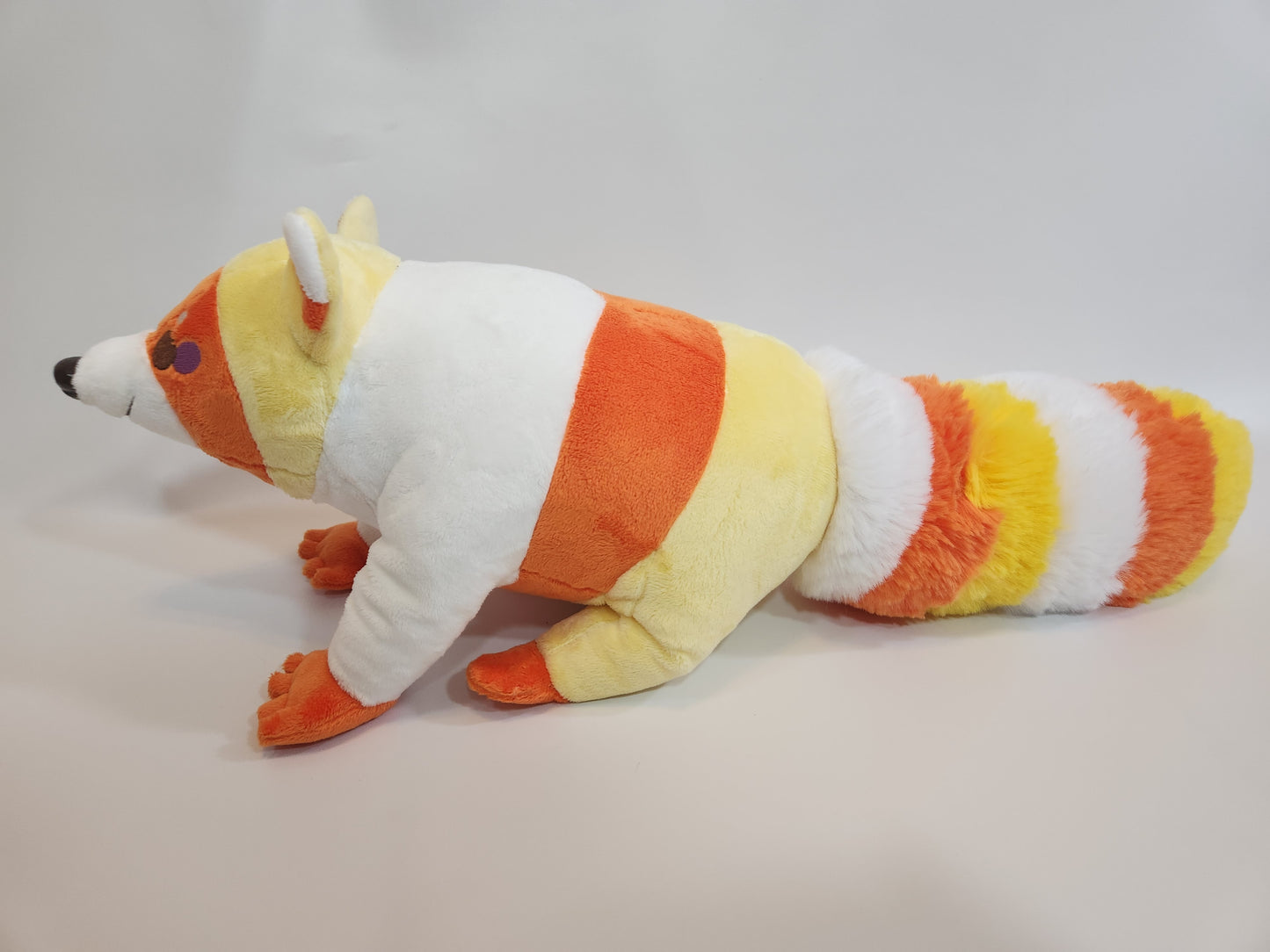 Raccoon plush (candy corn, minky)
