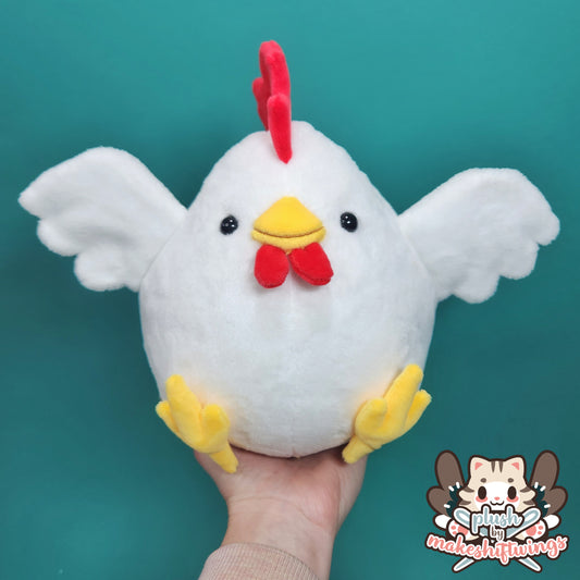 White chonky chicken with hats (3mm minky)