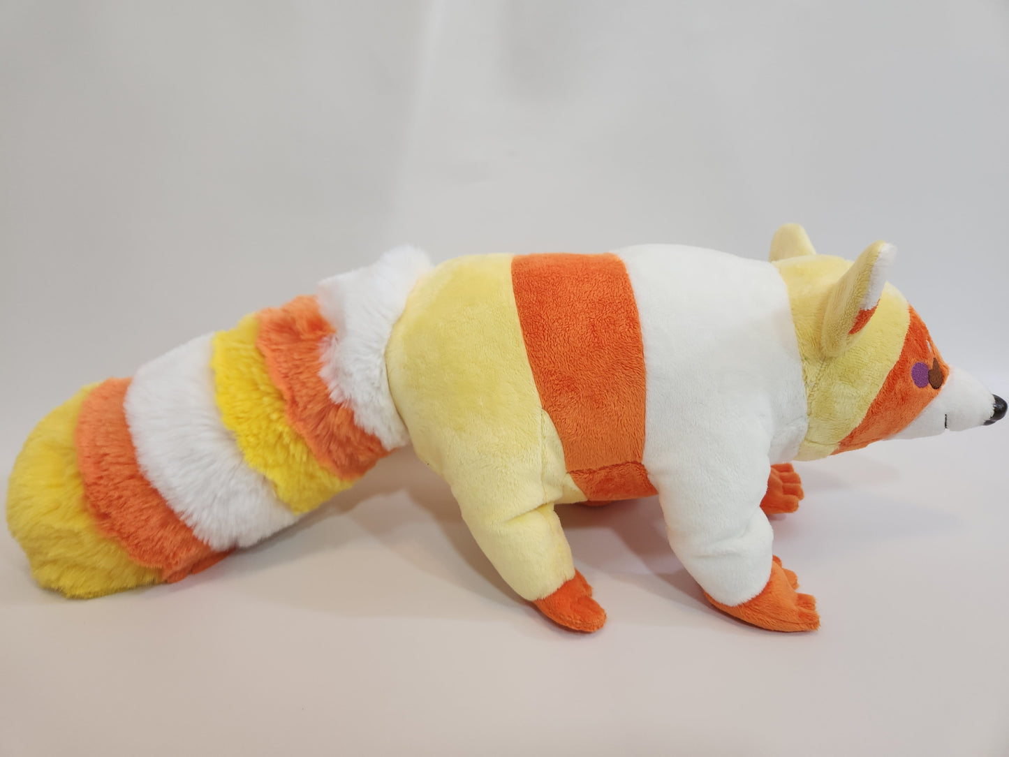 Raccoon plush (candy corn, minky)