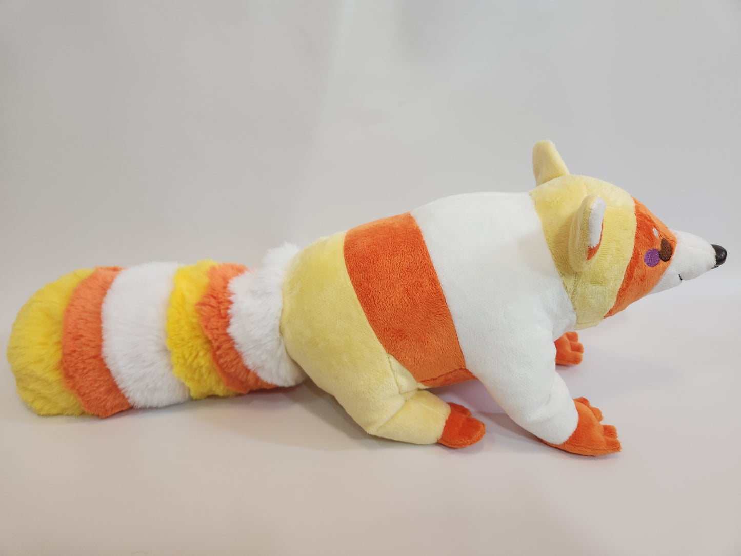 Raccoon plush (candy corn, minky)