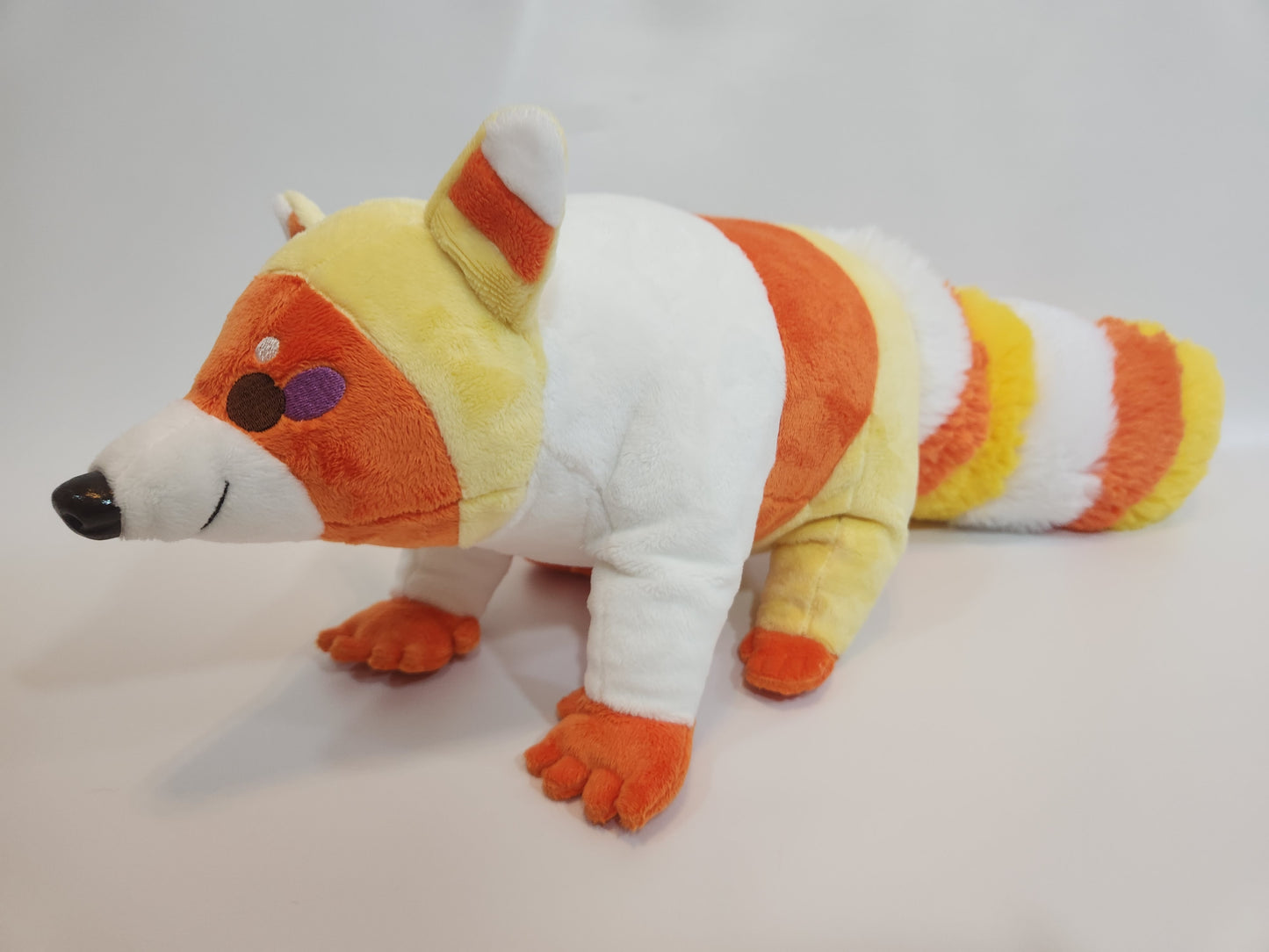 Raccoon plush (candy corn, minky)