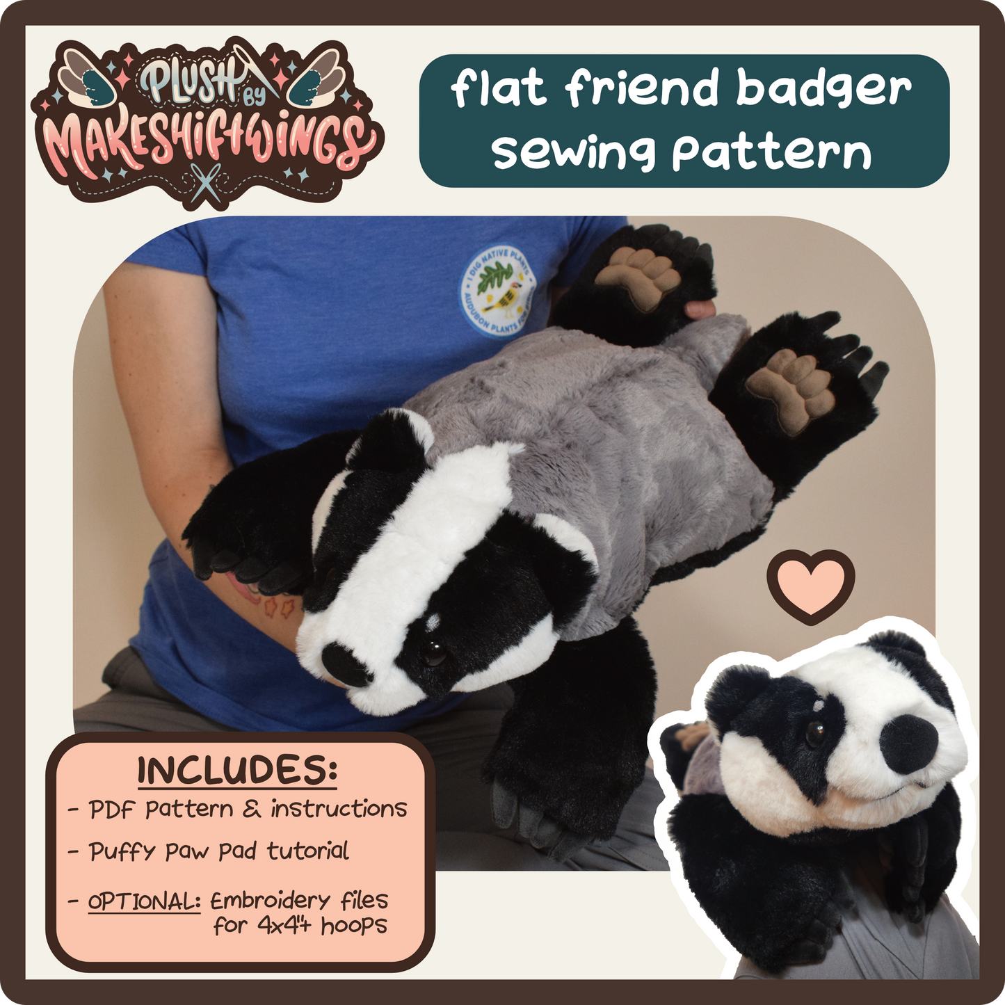 SEWING PATTERN - Flat Friend Badger
