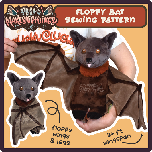 SEWING PATTERN - Floppy bat plush