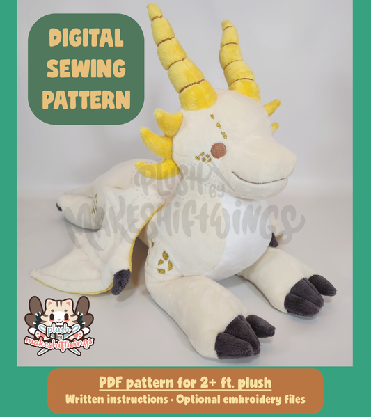 SEWING PATTERN - 2+ ft. Floppy Dragon Plush