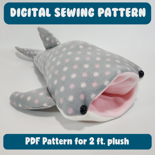 SEWING PATTERN - 2 ft. Whale Shark Plush