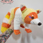 Raccoon plush (candy corn, minky)