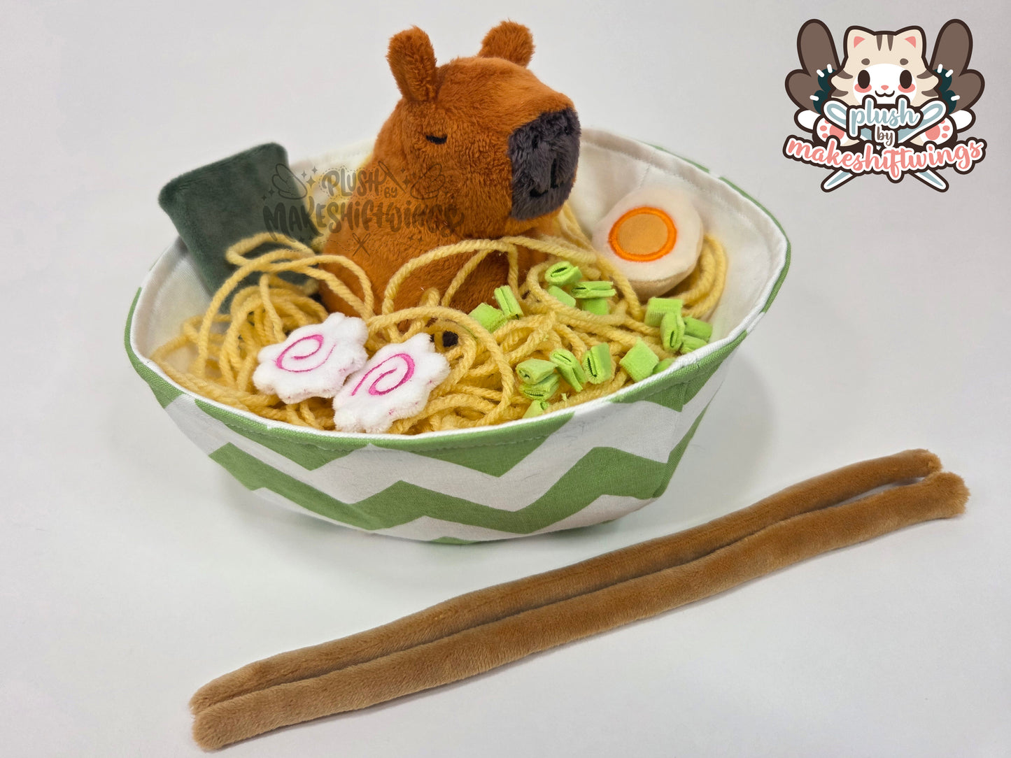 Capybara ramen bowl (minky, closed eyes)