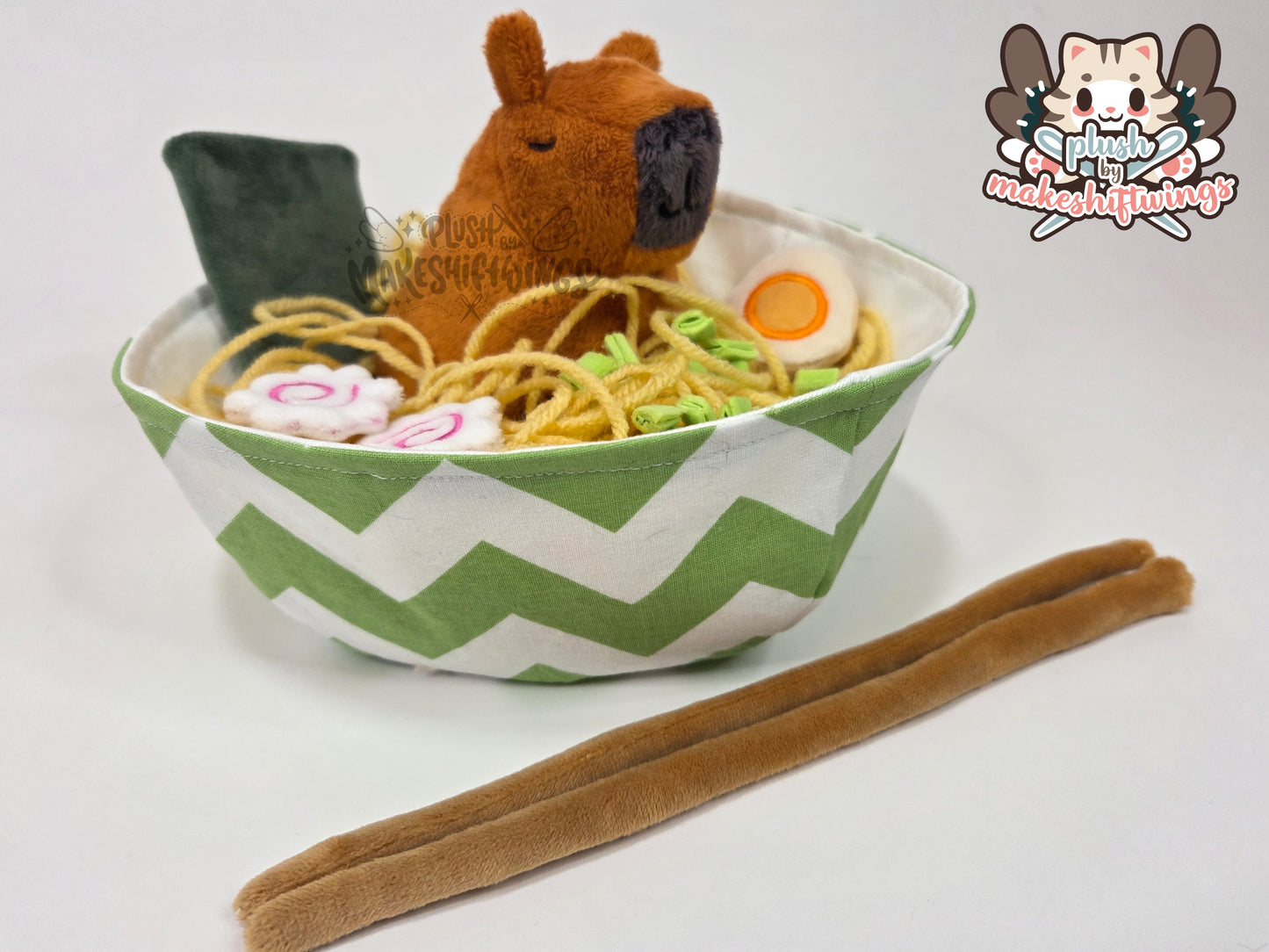 Capybara ramen bowl (minky, closed eyes)