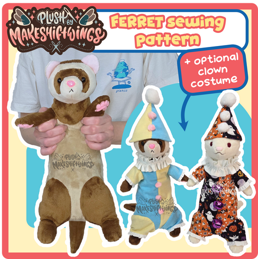 SEWING PATTERN - Ferret plush with clown costume